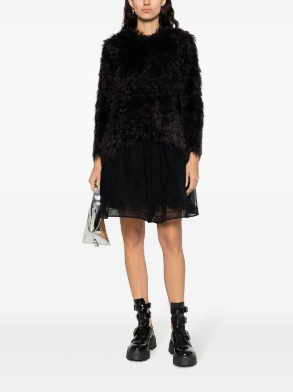 Comme Des Garcons Black Furry Fluffy Crew Neck Sweater L